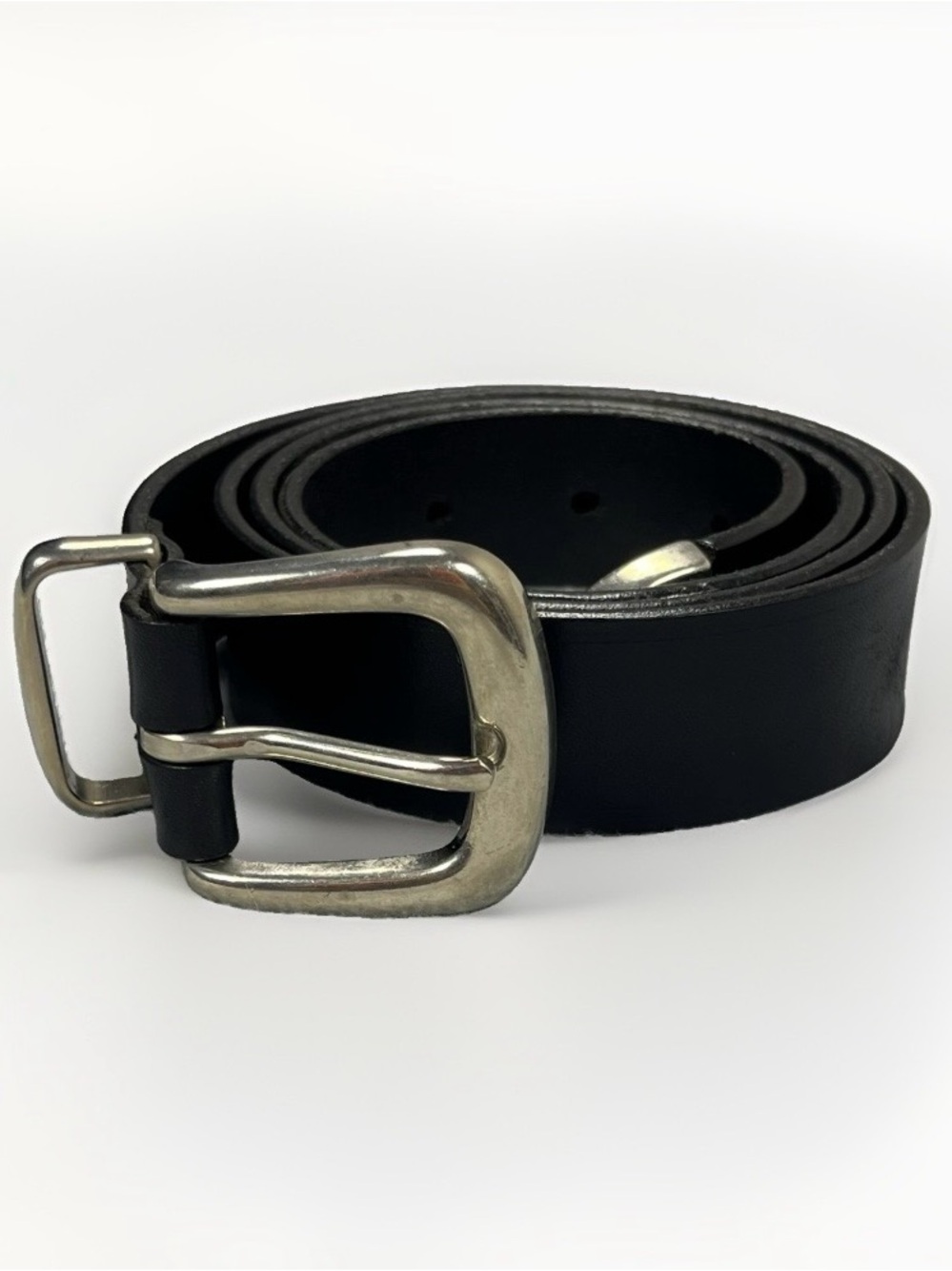 Unbranded Italian Leather Belt Men’s 36‎ Black Made in USA Silver Buckle Casual